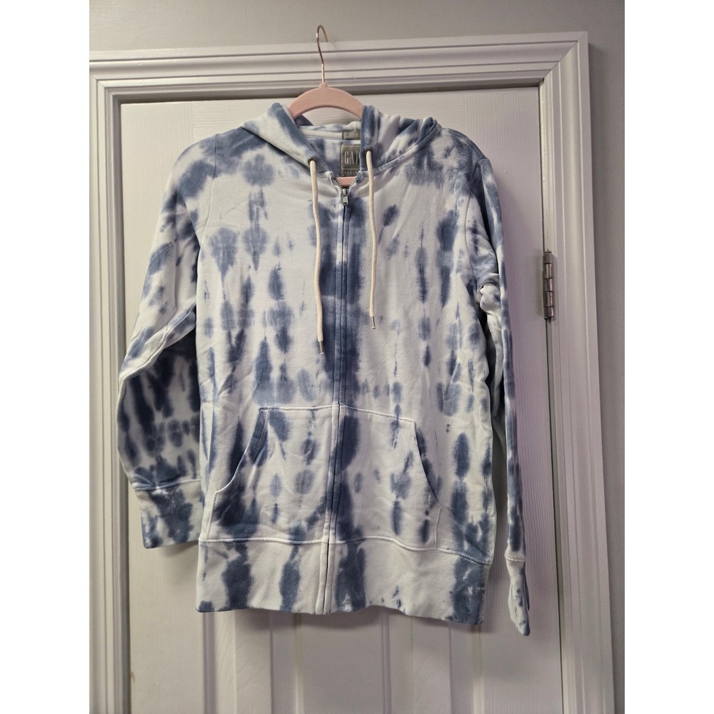 Gap Sweats Mens Small Blue White Tie Dye Full Zip Hoodie Sweatshirt 544808-22-1